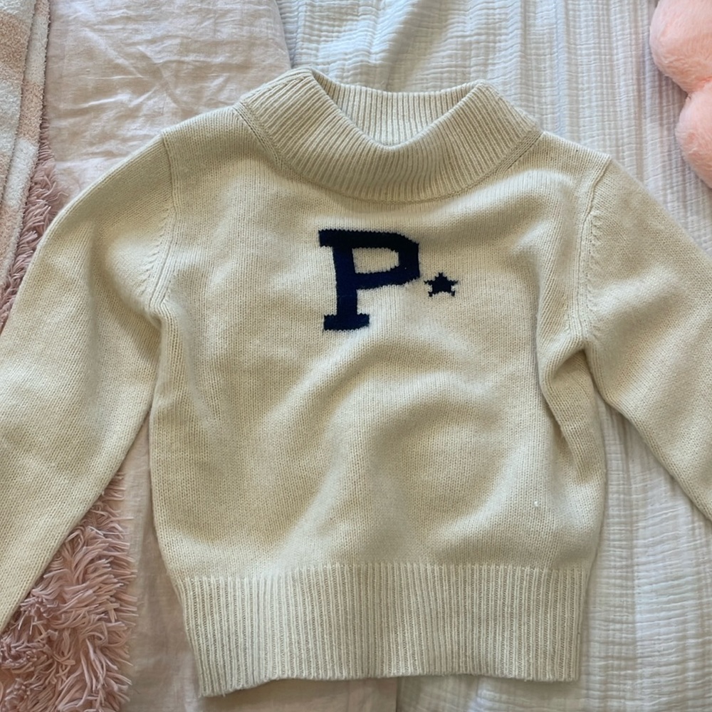 Ralph Lauren Polo Cashmere Wool Big P Star Varsity Soft Knit Sweater
